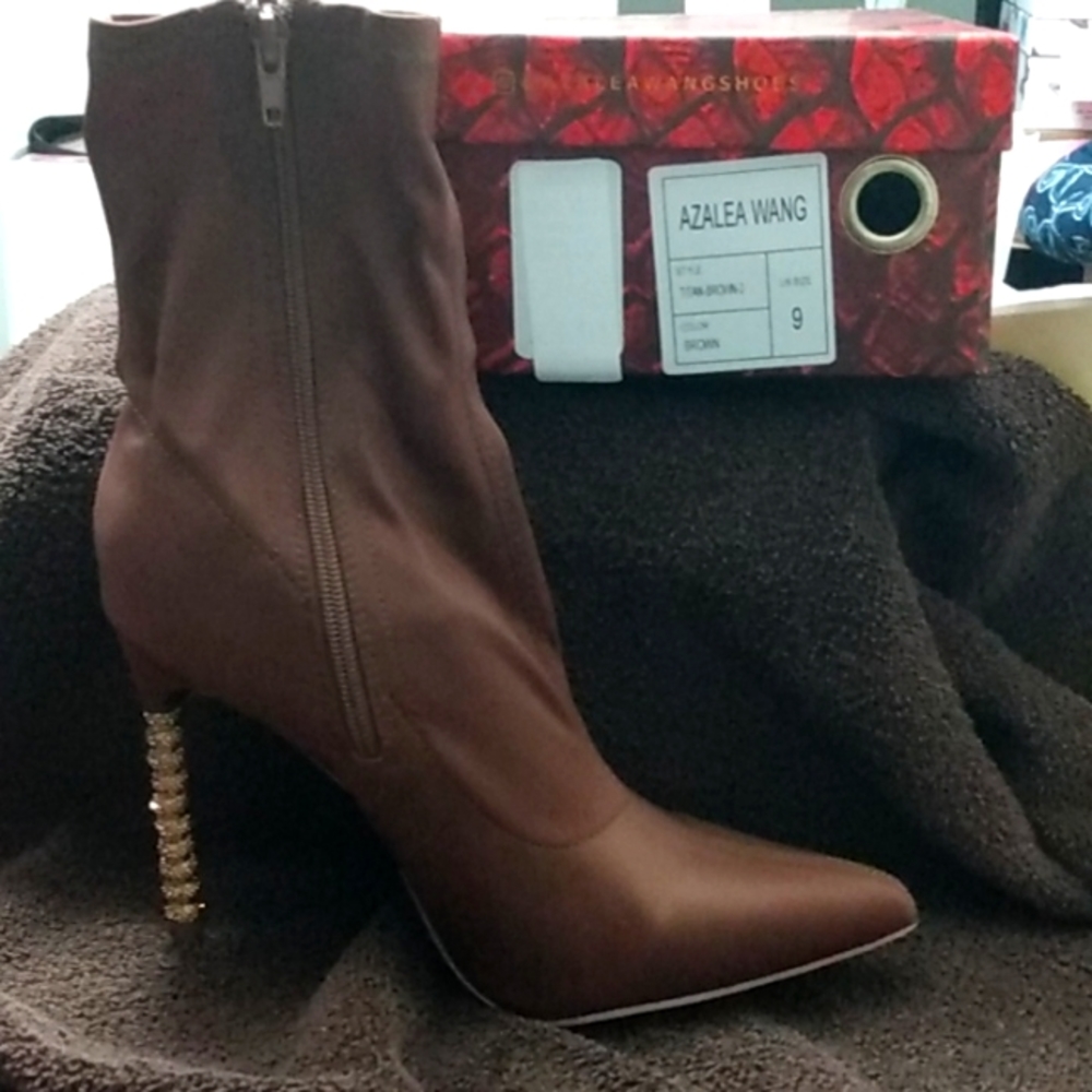 Gold beaded zippered boots